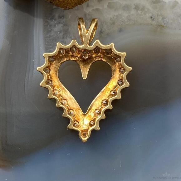 10K Yellow Gold Brown Diamonds Heart Shape Pendant For Women - Picture 5 of 8